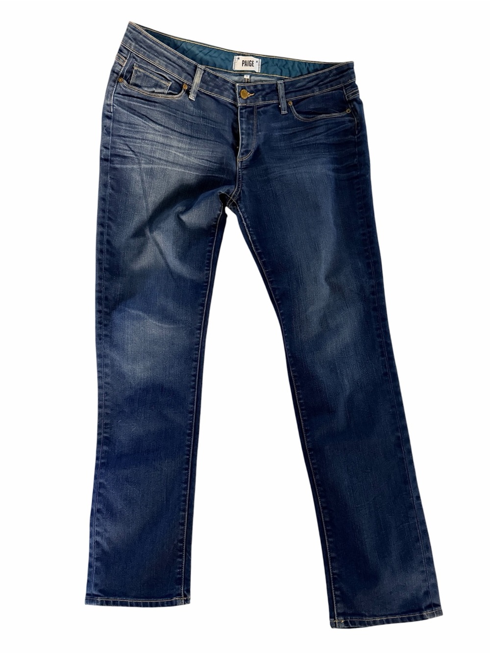 PAIGE Jimmy Jimmy Dark Blue sz 31 Denim Jeans w/Brass Button